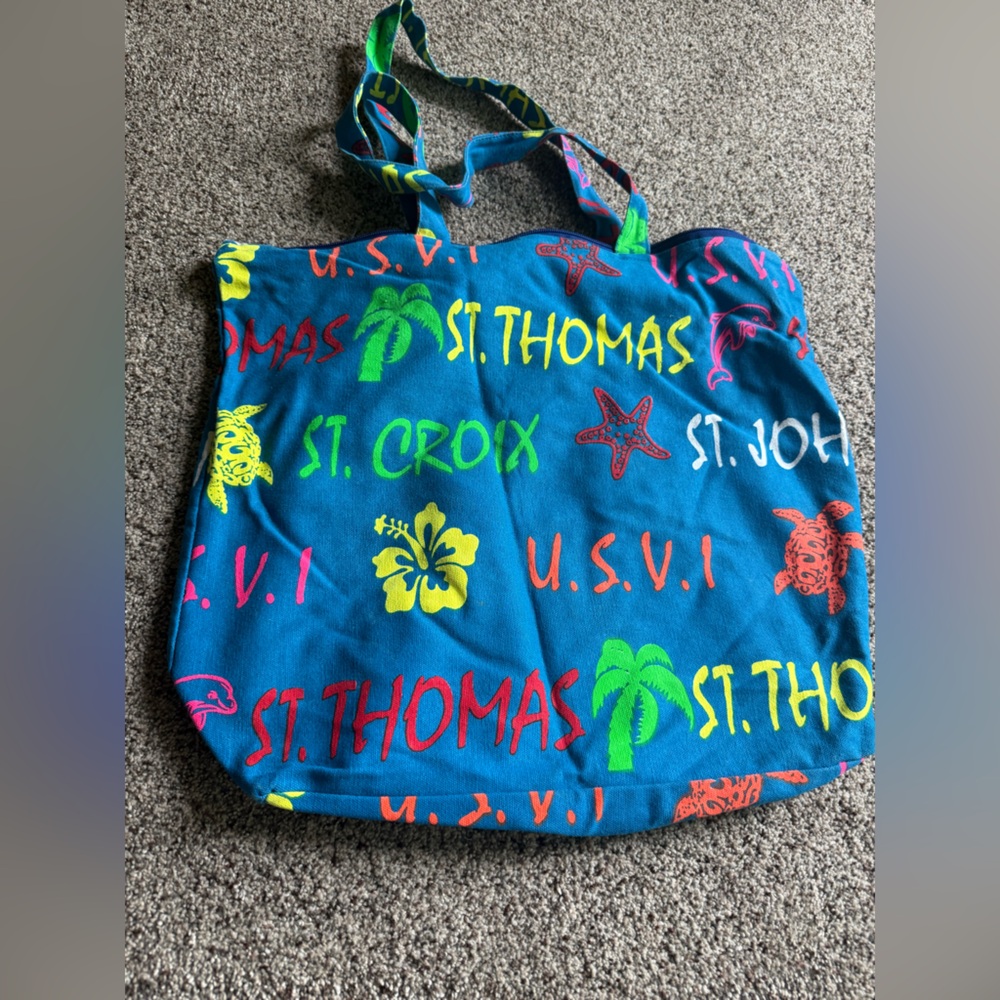 Souvenir beach bag St Croix St Thomas St John teal bag